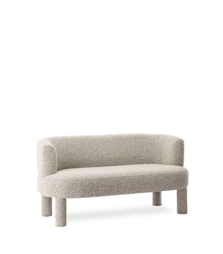 Sofá Edmond, tapizado en tejido lanudo beige, 140cm