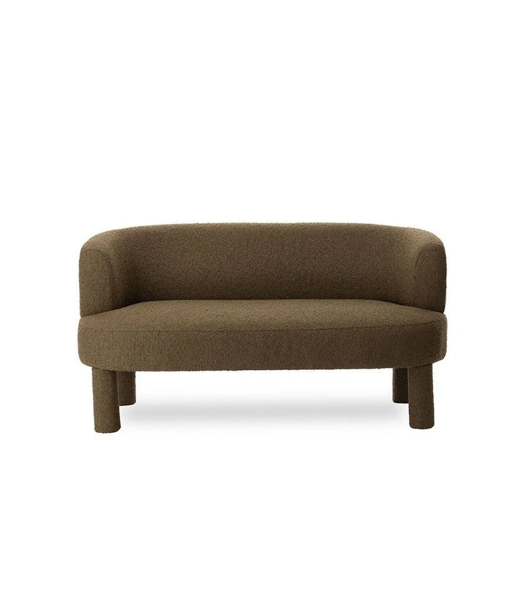 Sofá Edmond, 2 plazas, tapizado en tejido lanudo verde oliva, 140cm