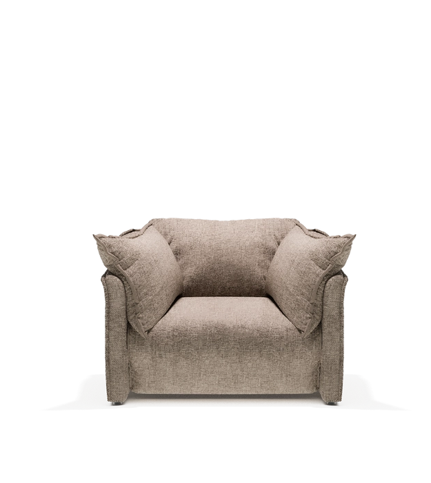 Pluma armchair, one-seater upholstered in chalk fabric