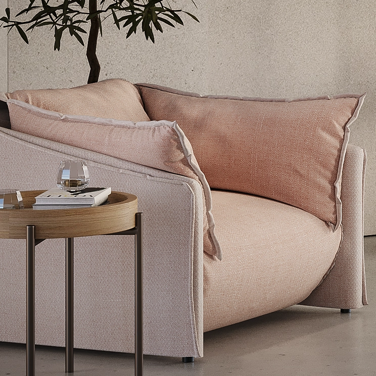Pluma armchair, one-seater upholstered in chalk fabric