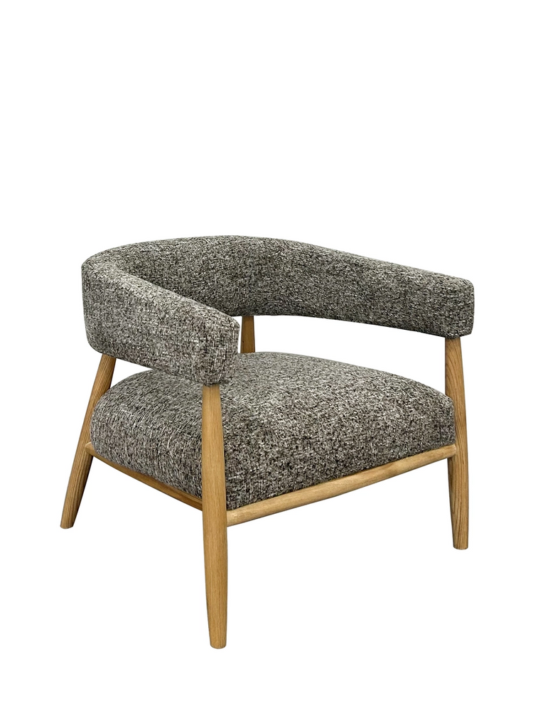 Silla Topo, en madera de roble y tapizado gris