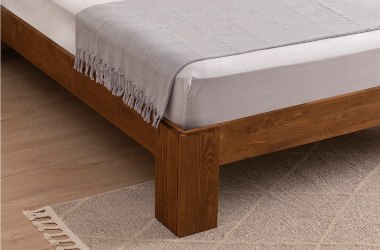 Cama individual BERLÍN, de madera de pino color marrón