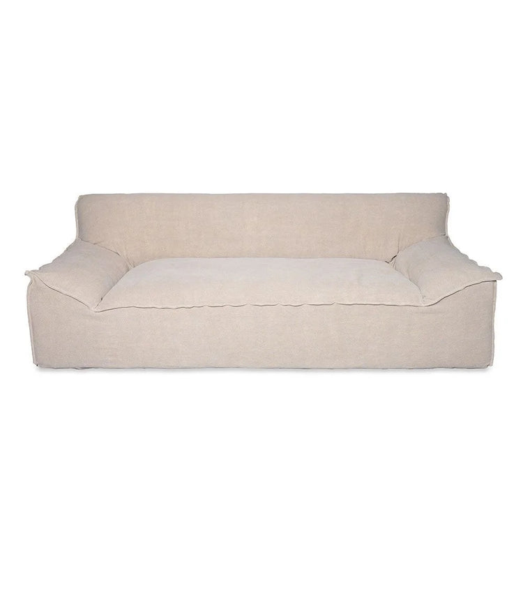 René sofa, 3 seats, removable cover in raw natural linen, 230cm