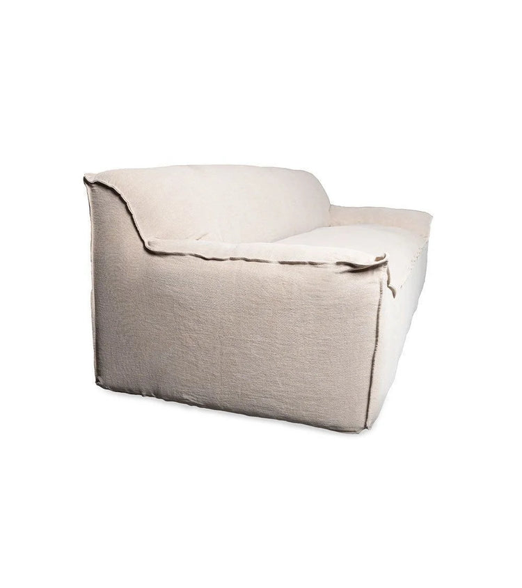 René sofa, 3 seats, removable cover in raw natural linen, 230cm