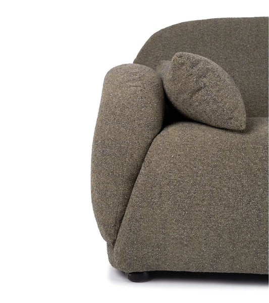 Gautier sofa, 2 seats, upholstered in olive green mottled linen, 170cm