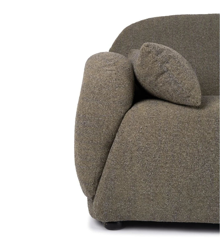 Gautier sofa, 2 seats, upholstered in olive green mottled linen, 170cm