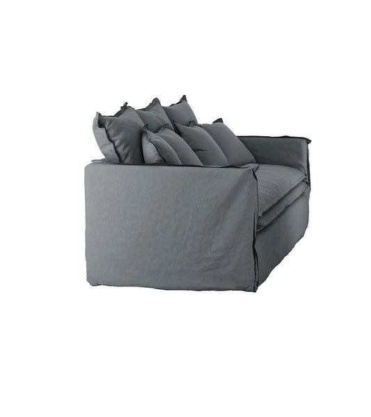 Delphine sofa, 2 seater, removable cover in natural anthracite linen, 180cm