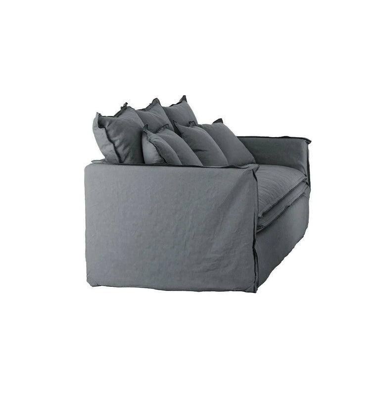Delphine sofa, 2 seater, removable cover in natural anthracite linen, 180cm
