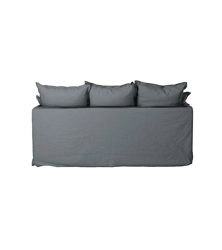 Delphine sofa, 2 seater, removable cover in natural anthracite linen, 180cm