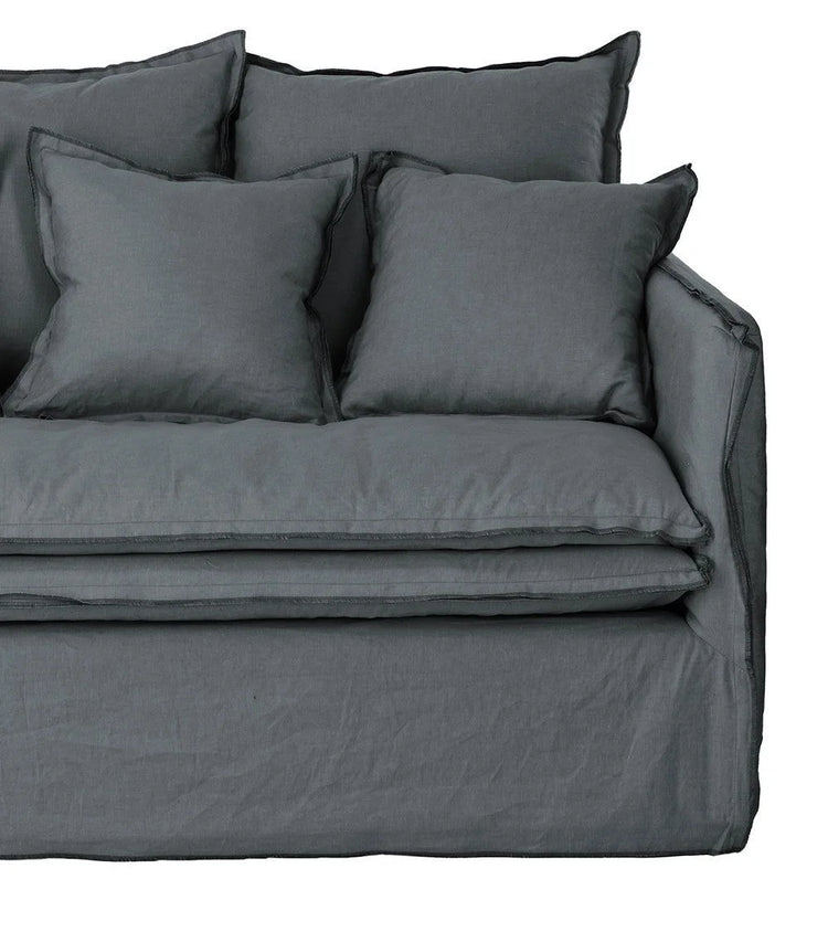 Delphine sofa, 2 seater, removable cover in natural anthracite linen, 180cm