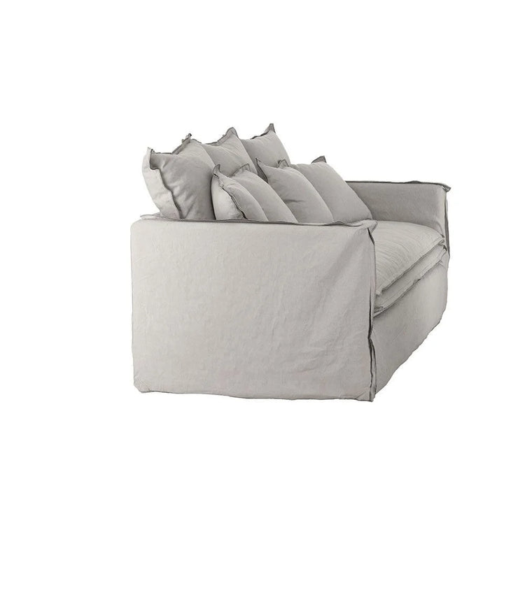 Delphine sofa, 2 seats, removable cover in natural grey linen, 182cm