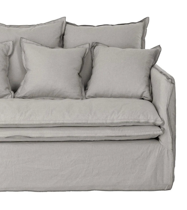 Delphine sofa, 2 seats, removable cover in natural grey linen, 182cm