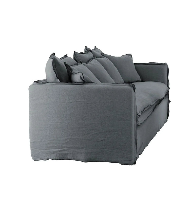 Delphine sofa, 3 seats, removable cover in natural anthracite linen, 212cm