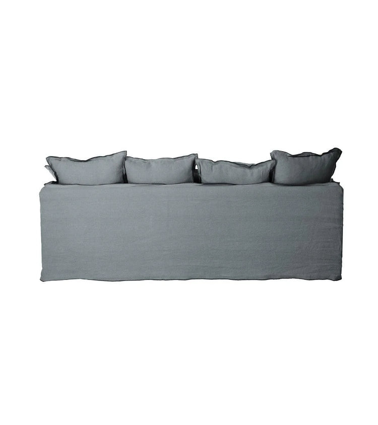 Delphine sofa, 3 seats, removable cover in natural anthracite linen, 212cm