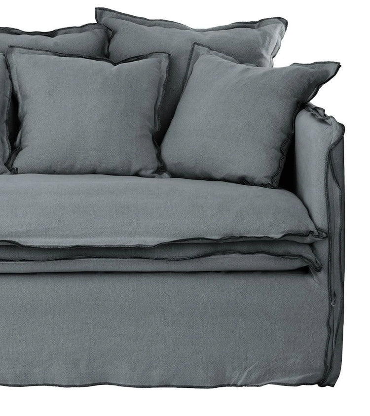 Delphine sofa, 3 seats, removable cover in natural anthracite linen, 212cm