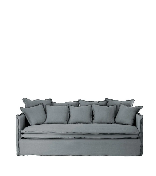Delphine sofa, 3 seats, removable cover in natural anthracite linen, 212cm