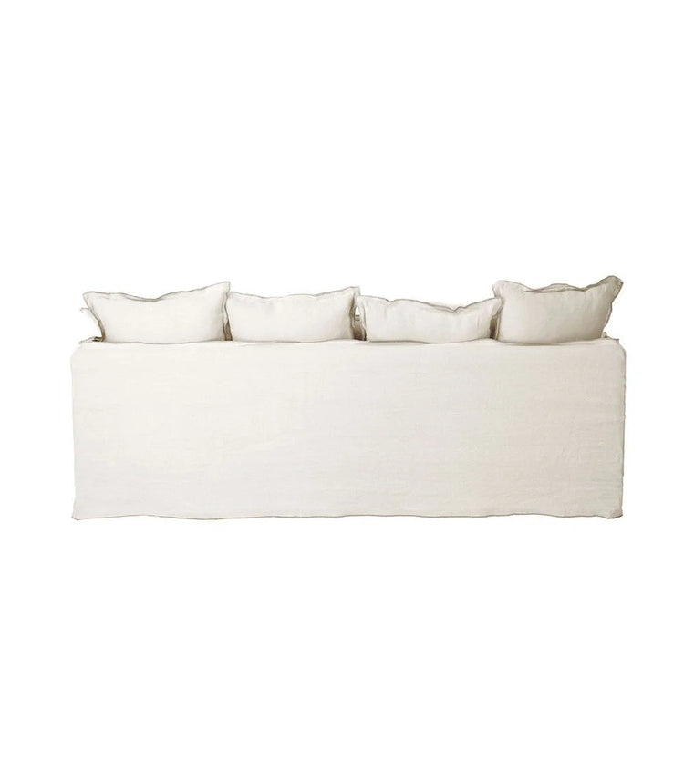 Delphine sofa, 3 seats, removable cover in natural raw linen, 212cm