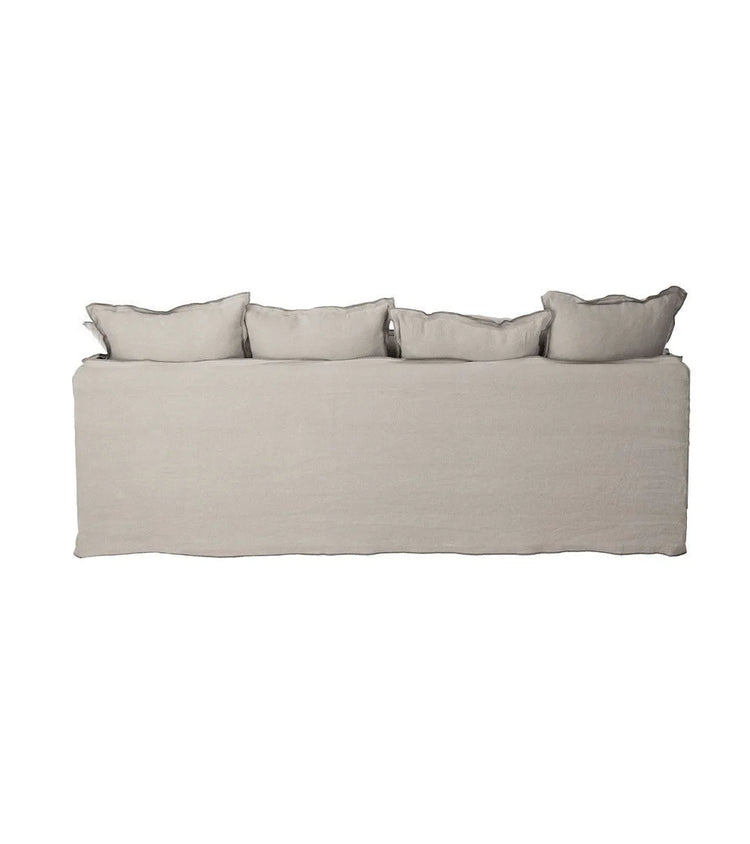Delphine sofa, 3 seats, removable cover in natural beige linen, 212cm