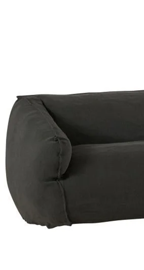 Large sofa, 4 seats, removable cover in black natural linen, 310cm