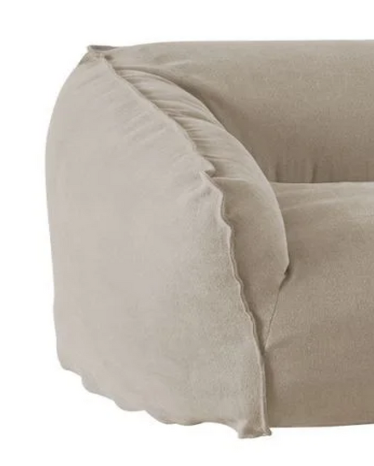 Fidelle sofa, 3 seats, removable cover in high quality natural beige linen, 210cm