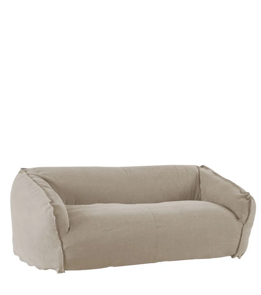 Fidelle sofa, 3 seats, removable cover in high quality natural beige linen, 210cm