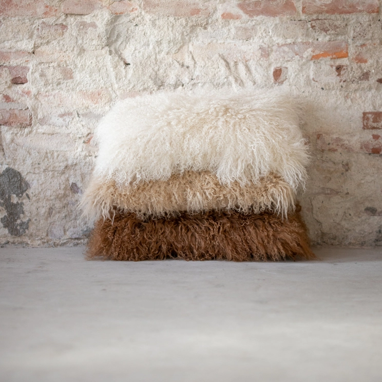 GENG Tibetan Sheepskin Pillow 30x50 cm Rosewood