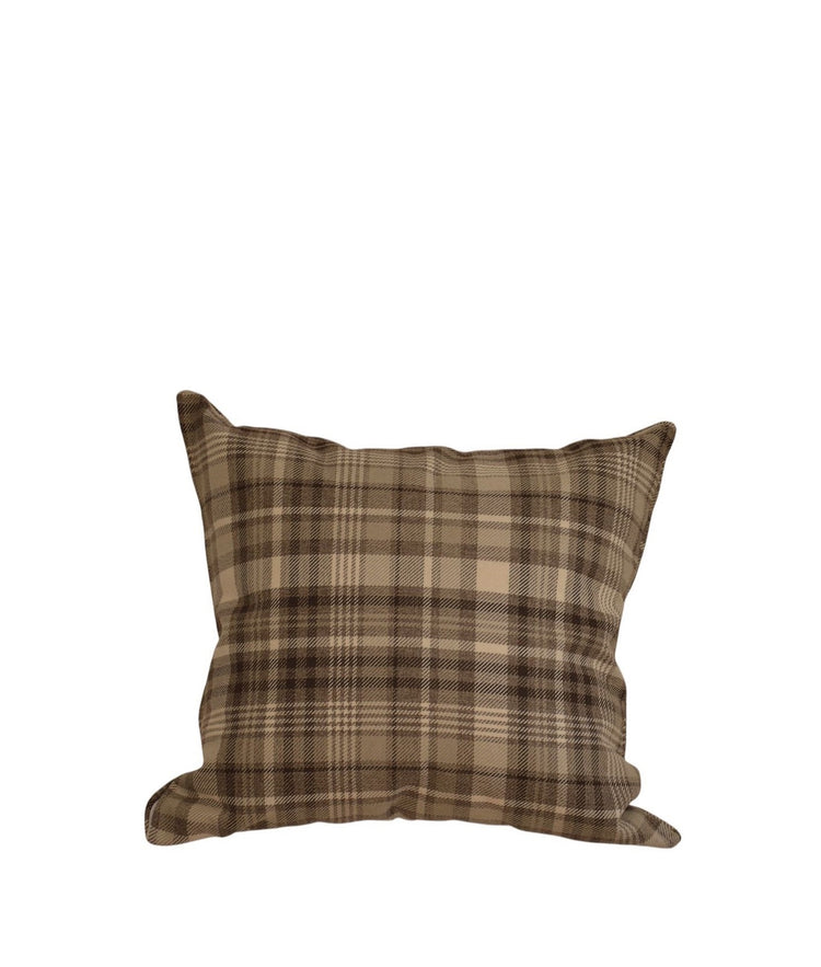 Morís cushion, grey suede and grey checks