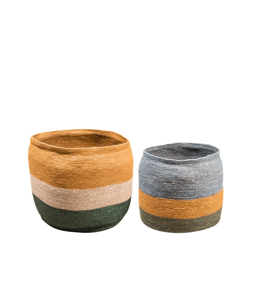 Set of two handmade NAIRO seagrass baskets D36/28 CM