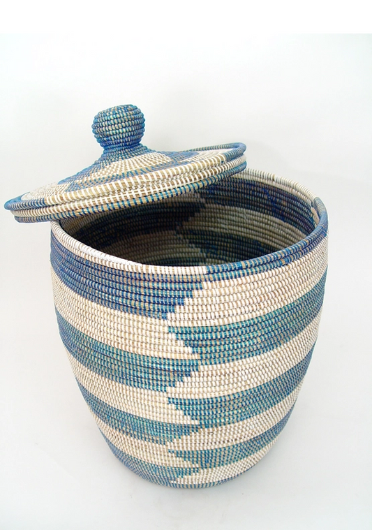Senegalese basket - Alternating blue stripe