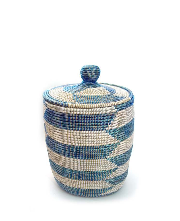 Senegalese basket - Alternating blue stripe