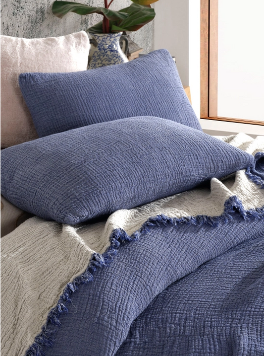 Cotton quilt and blanket with queen-size gauze or muslin MUSLIN AZUL