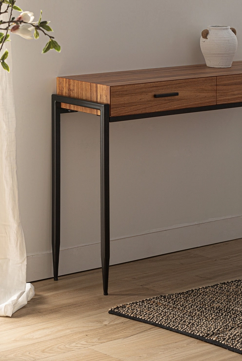 Consola Lauris ,madera de abeto, negro/natural, 120X34X81C