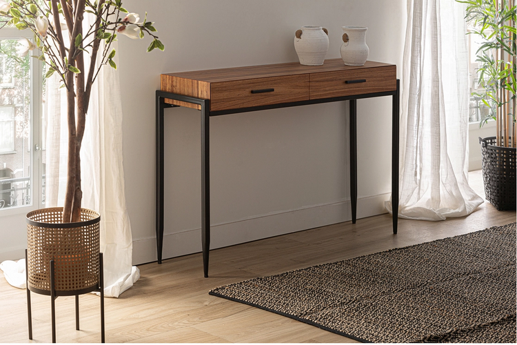 Consola Lauris ,madera de abeto, negro/natural, 120X34X81C