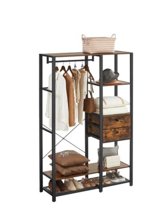 Estante para ropa Nancy's Dill, armario industrial con 2 cajones