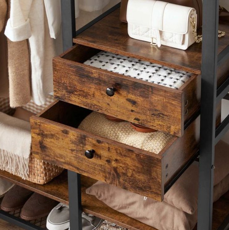 Estante para ropa Nancy's Dill, armario industrial con 2 cajones