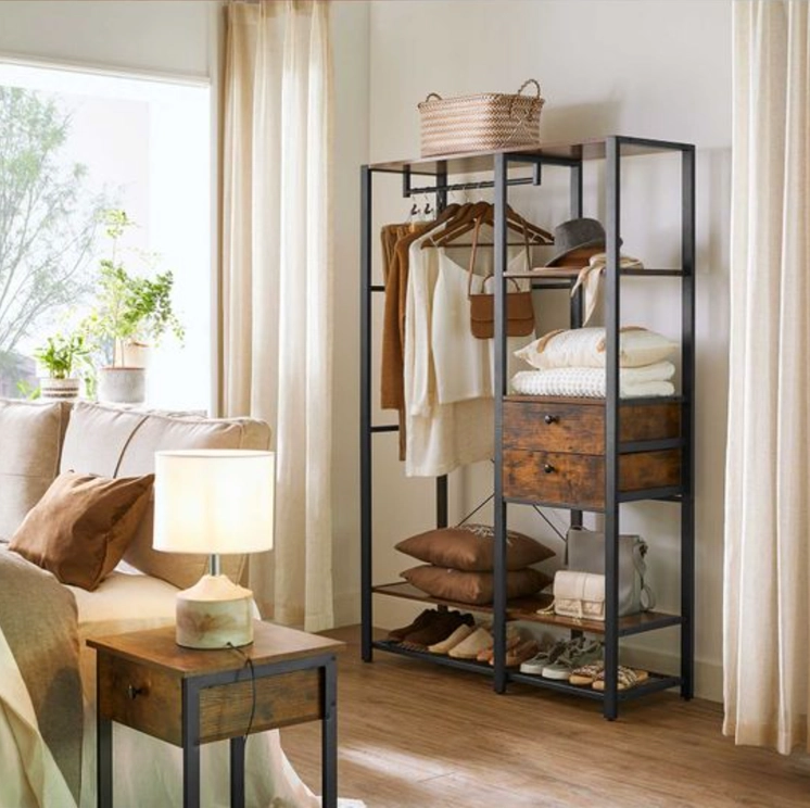 Estante para ropa Nancy's Dill, armario industrial con 2 cajones