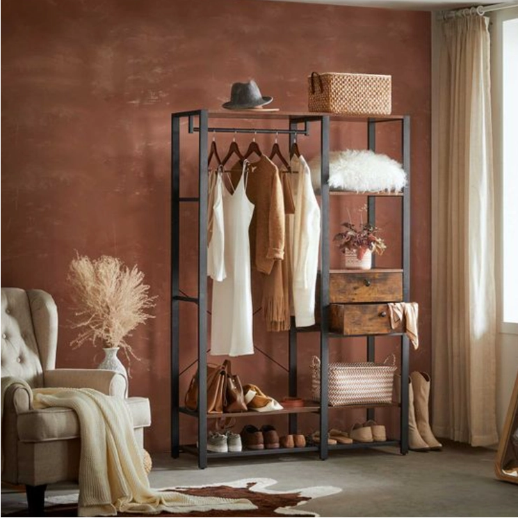 Estante para ropa Nancy's Dill, armario industrial con 2 cajones