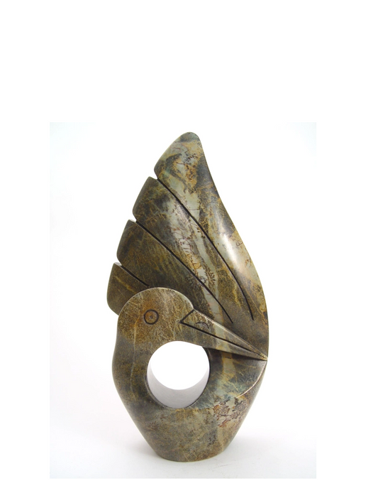 Stone bird figure with wings up