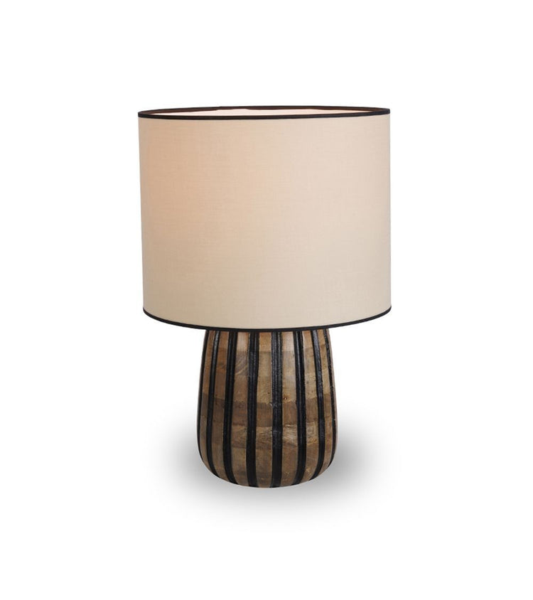 Forest black wooden table lamp with black stripe shade
