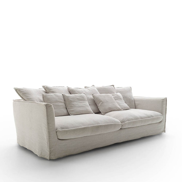 Cuore sofa, 3 seats, removable cover, upholstered in linen-cotton fabric, 220cm