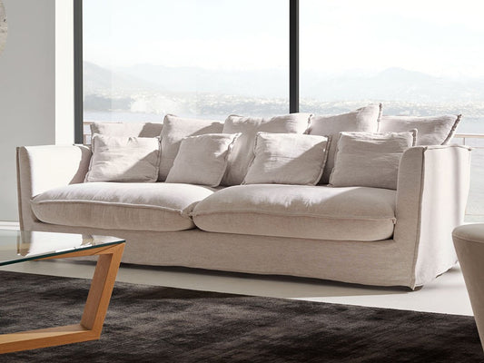 Cuore sofa, 3 seats, removable cover, upholstered in linen-cotton fabric, 220cm