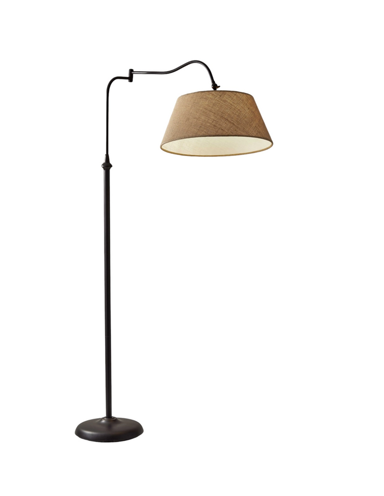 Lámpara de pie arqueada de bronce de 61 pulgadas con pantalla marrón Empire