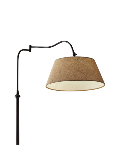 Lámpara de pie arqueada de bronce de 61 pulgadas con pantalla marrón Empire