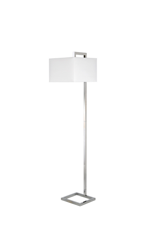 Lámpara de pie de níquel de 68 pulgadas con pantalla rectangular de vidrio esmerilado