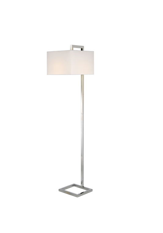 Lámpara de pie de níquel de 68 pulgadas con pantalla rectangular de vidrio esmerilado