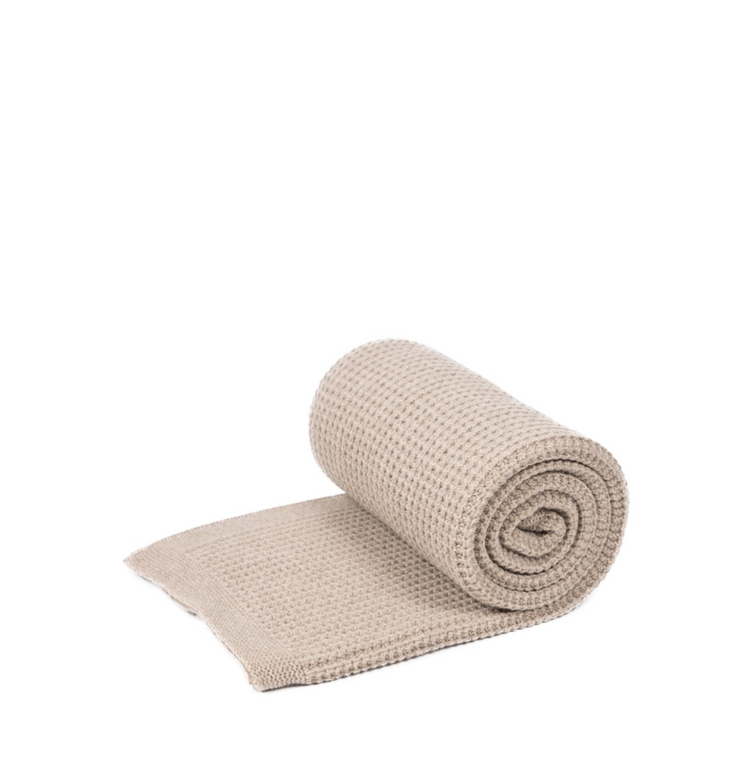 EMMA merino wool knitted blanket in beige