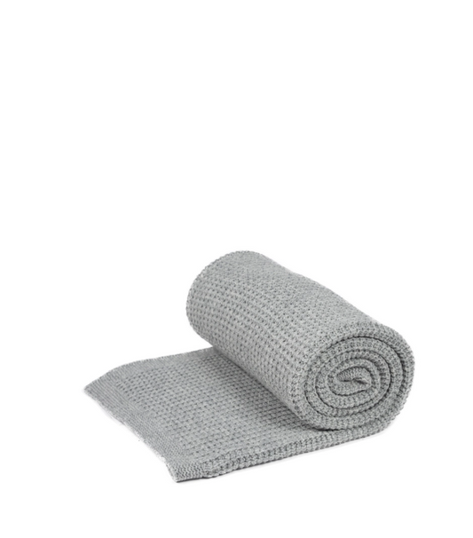 EMMA merino wool knitted blanket in light grey