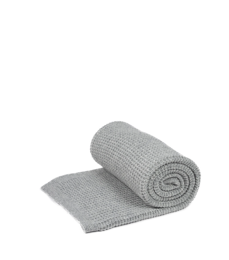EMMA merino wool knitted blanket in light grey