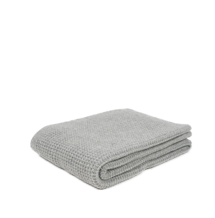EMMA merino wool knitted blanket in light grey