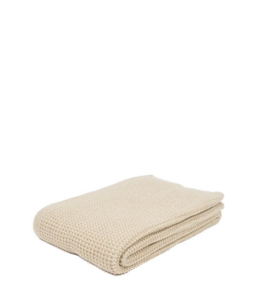 EMMA merino wool knitted blanket in cream